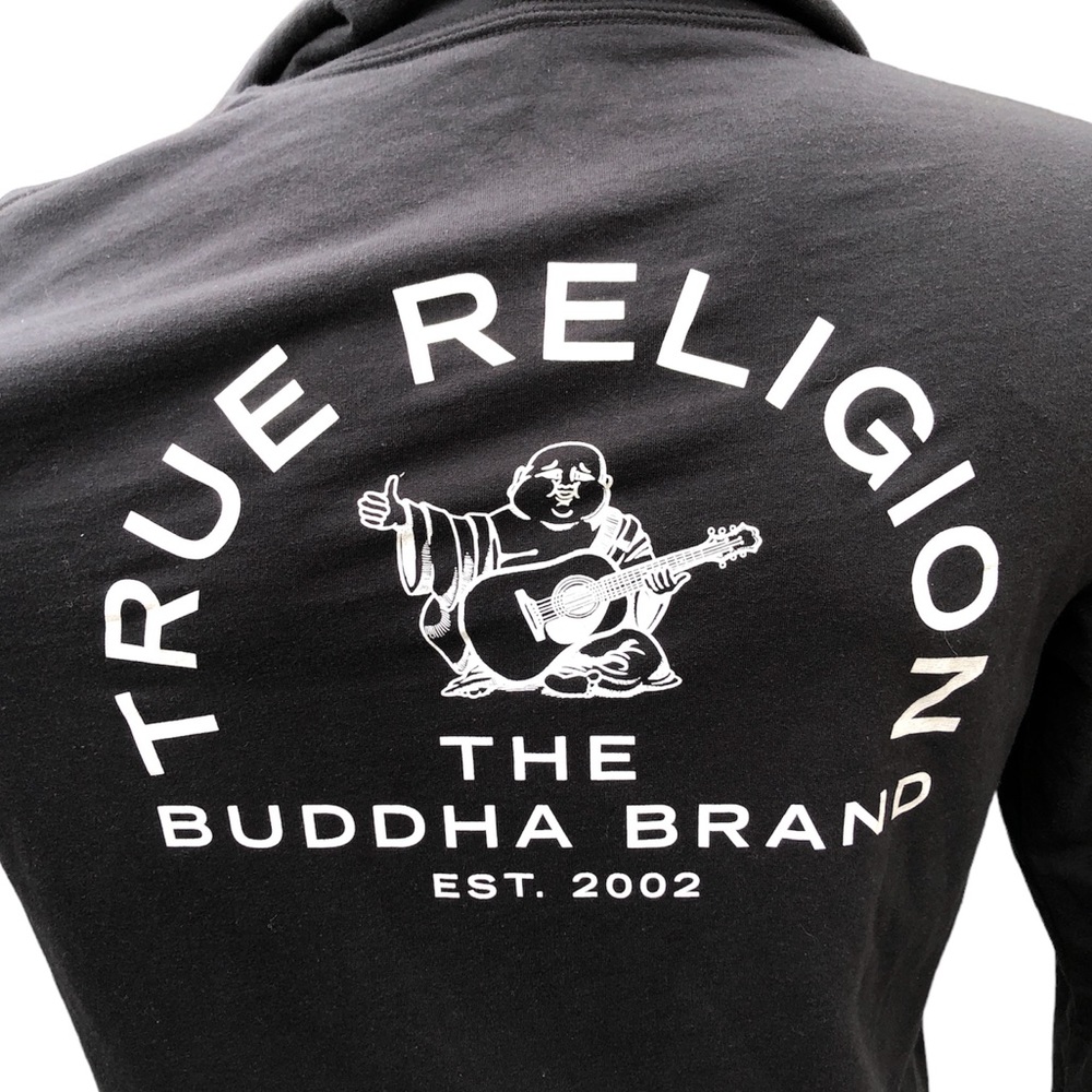 True Religion 🎉HOST PICK 🎉 Black Pullover Drawstring Cotton Hoodie Medium - Picture 3 of 8